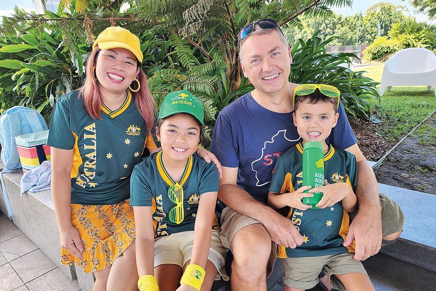 Redbank Plains family Arlene, Ashlene, Tom and Kenneth Krajenka show their Aussie colours.