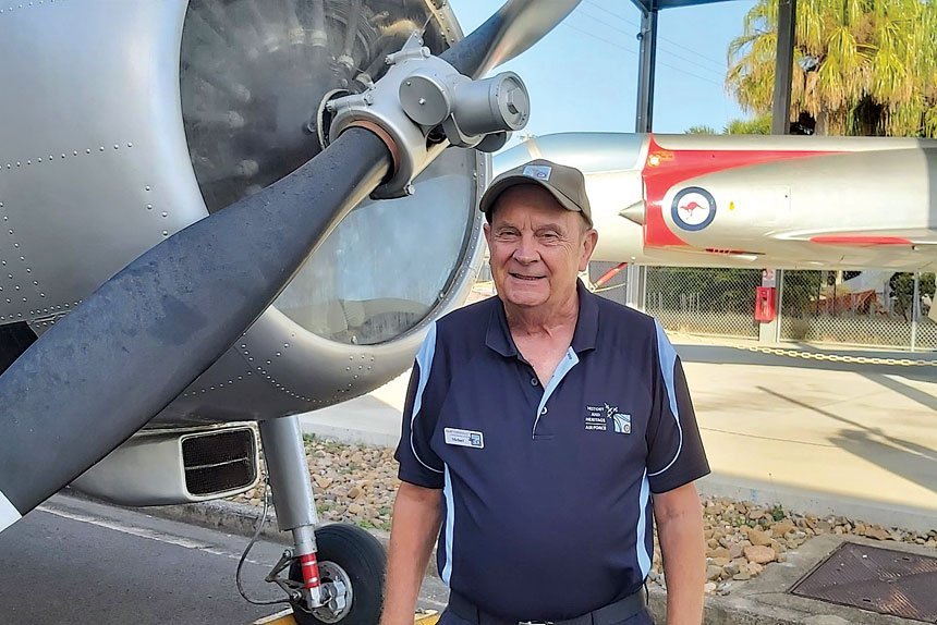 STILL ROLLING ALONG: Former Flight Sergeant Michael Hartley has continued his connection with the RAAF.