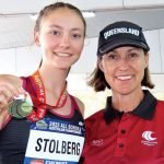 AUSSIE GOLD: Marty was both a proud mum and coach when her daughter Toby took out first place at the Australian All Schools Athletics Championship last month.