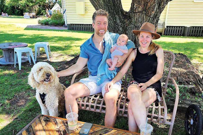 Taylor, Lottie and Pip MacSween from Marburg and their dog Scotch.