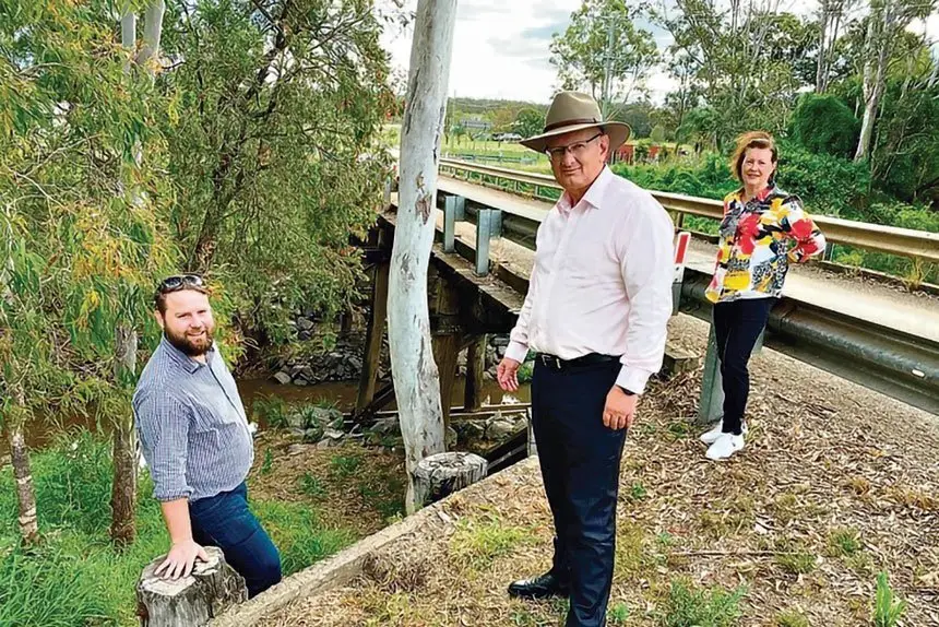OFFENDING PHOTO: Deputy Mayor Jacob Madsen earned a public humiliation because he dared to be positive and posed for this photo with Federal Blair MP Shayne Neumann.