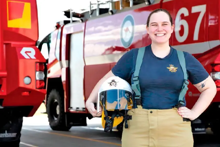 SHOWING THE WAY: Emma Andrews at the Amberley Air Base.