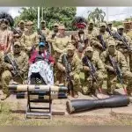UNIT RECOGNISED: Chief of Army Lieutenant General Simon Stuart with World War Two veteran Awati Mau and members of Sarpeye (Charlie) Company at the anniversary ceremony