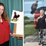 Artist Karen Leahy (Right) will feature her work alongside that of Caroline Bradley (Left) at their Lowood Exhibition “Feathers, Fur and Fantasy”.