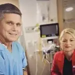 BACK IN THE GAME: Squadron Leader Mark Oksanen with wife Joanne after transplant surgery in Perth in July last year.