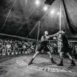 BAD IDEA: My father suggested I earn quick money at the show by taking on a Brophy Boxing tent fighter. Not his best advice.