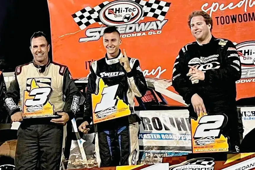 YOUNG CHAMPION: Brad Pascoe became one of our youngest ever Queensland Champion speedway drivers last weekend.