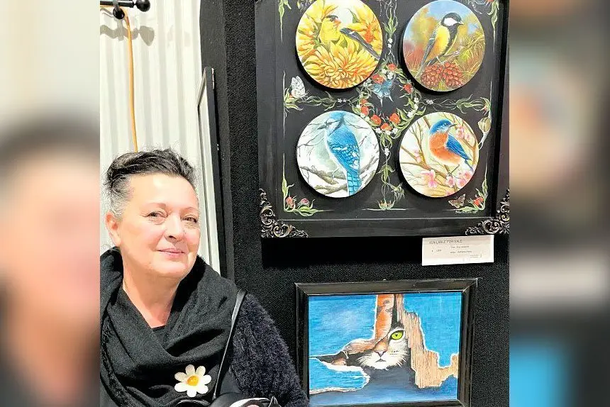Champion Artist Raffaella Picotti with her artwork ‘Four Seasons’.   