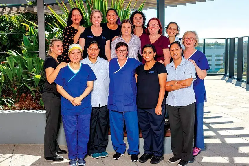 THE INTERNATIONALS: Just a few of Mater Private Hospital Springfield’s diverse nursing team, including Tilana van Deventer (back row, 1st from left).