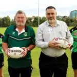 BANK ON IT: Ipswich League Referees President Graham Nipperess with Queensland Country Bank Ipswich Area Manager Michael Doherty and referees Jacob Van Ek and Cachella Williamson.