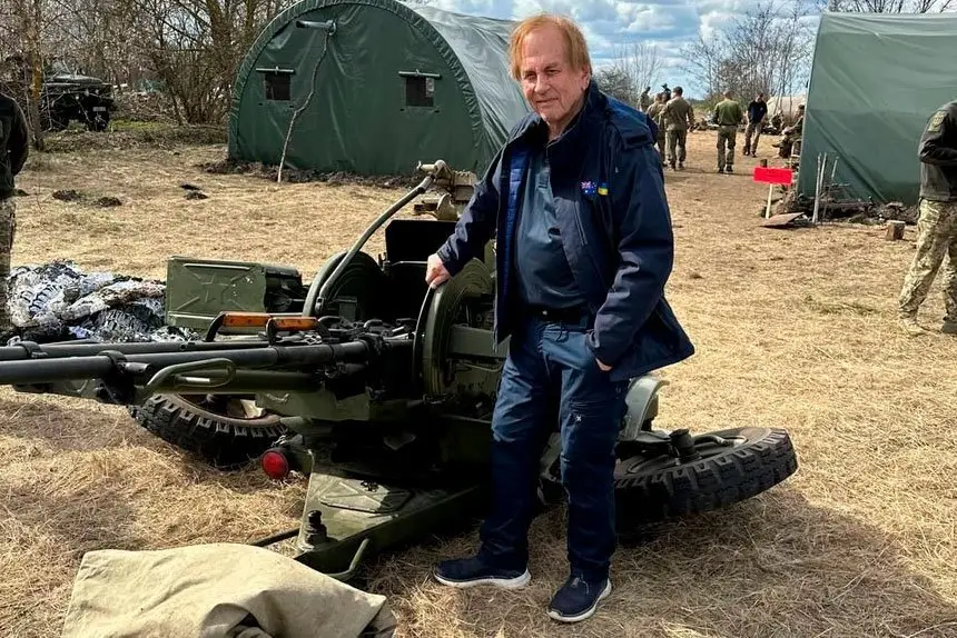 ARMY HELP: Ukranian soldiers injured during the war provided transport for Martin during his two month stay.