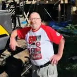 LET HER RIP: Frank Beaumont takes one last look at his home of 35 years before it was totally torn down.