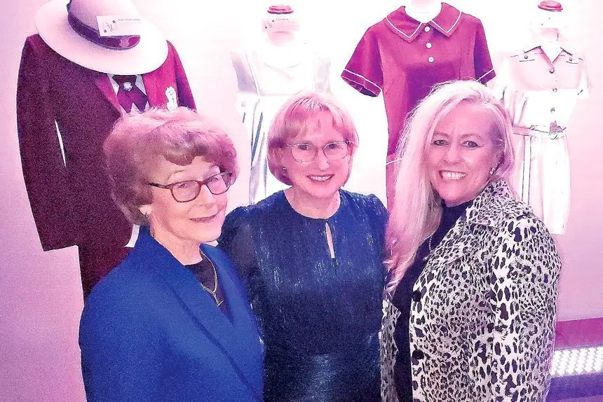 Looking over the old uniform display were Anne Mulkerin, Karen Sotiriadis and Bernadine Skippington.