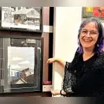 Andrea Baumert Howard with her highly commended artwork ‘Out he Back’