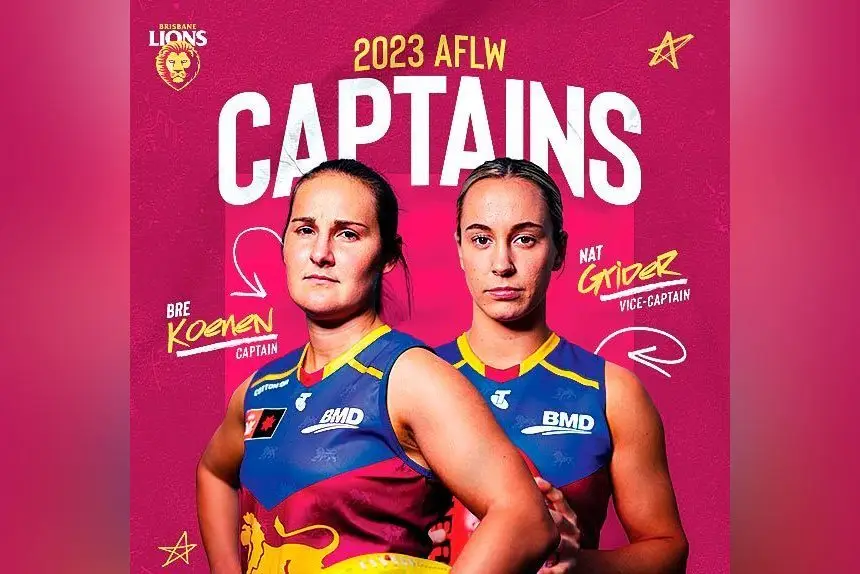 The Brisbane Lions Women’s poster proclaiming the leaders for 2023.