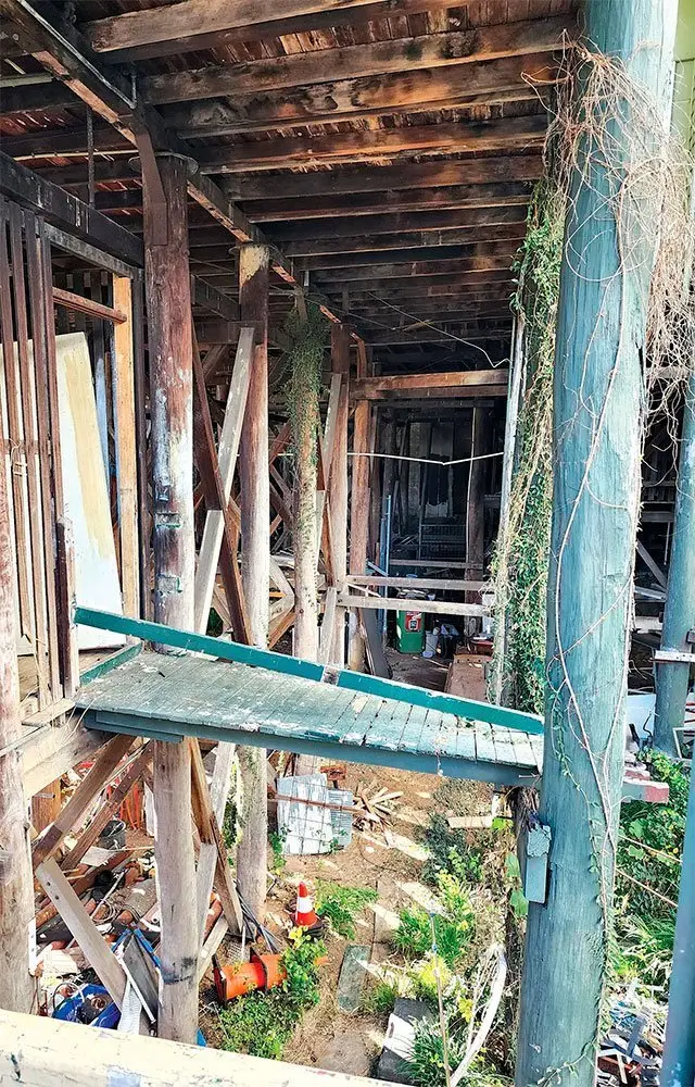 FALLING APART: The frame that is holding up the old pub.