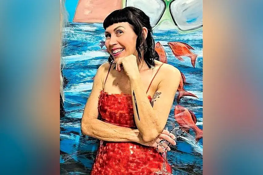 Artist Eva Fritz at her opening of ‘Little Things Big Things’.