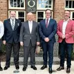 IPSWICH HUB: Minister Matt Keogh and Shayne Neumann announce that RSL Queensland, together with Mates4Mates and GO2 Health, has been selected to develop a business case for an Ipswich Veterans’ and Families’ Hub. Minister Keogh and Mr Neumann were joined at the announcement last week by (l. to r.) GO2 Health ‘s Damon Kerns-Stokes, RSL Qld’s Les Nash, Mates4Mates Adam Lawson and GO2 Health’s Kelly Prior.