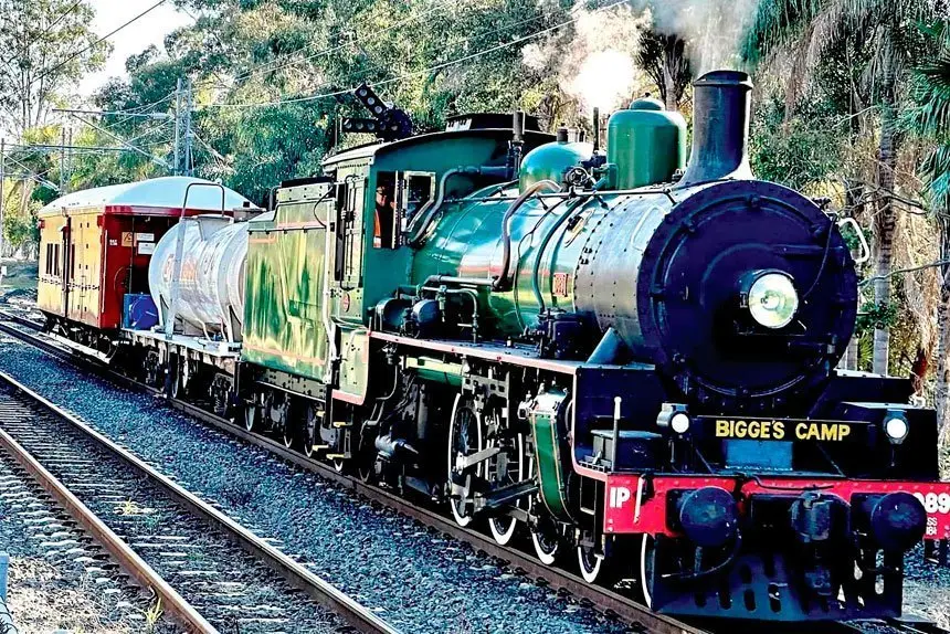 PUFFING BILLY: A rare run for one of the historic steam engines housed at the Workshops.