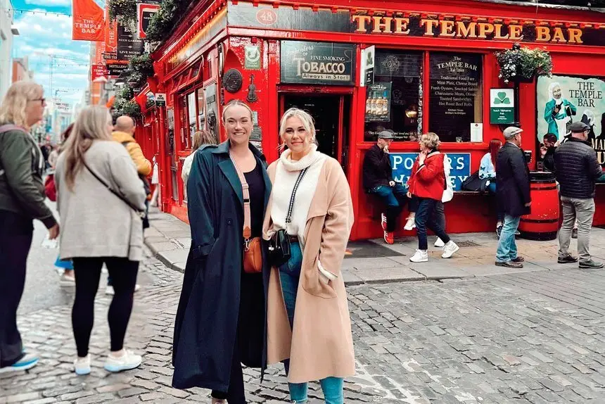 CHEERS TO THE IRISH: Don’t let smiles fool you, Maddie and I don’t like Guiness, but we do like the Irish