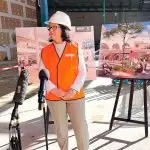 COSTLY: Cr Doyle inside the Venue building which is costing $48m plus to rebuild for new tenants.