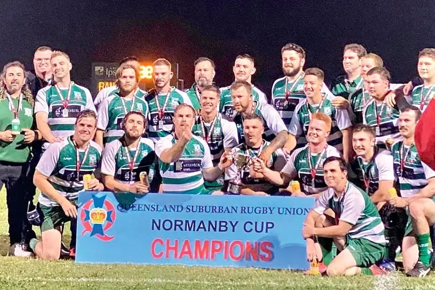 Ipswich Rangers celebrate their cup victory.