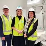 ON TRACK: West Moreton Health Chair, Michael Willis, Minister for Health, Shannon Fentiman and West Moreton Health CEO, Hannah Bloch, during a recent inspection of the Ripley Satellite Hospital. x-ray room.