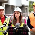 UNDER PRESSURE: Queensland Housing Minister Meaghan Scanlon fronting the press.