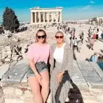 WHOOPS: Just after taking this photo at the Acropolis Aby tripped and broke her toe ending up in hospital. More on that mishap in a future story with Nurses On Tour.