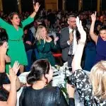 YOU BEAUTY: The Bellbird Park table erupts at the Australian Education Awards night in Sydney when their principal was named the best in the country.
