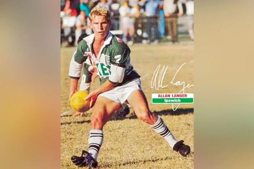 A young Langer playing for the Jets.