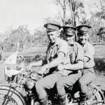 CATCHING A RIDE: Jack Thomas, Gordon Sutherland and George Wratten at Lowood, 1940. PHOTO: Picture Ipswich