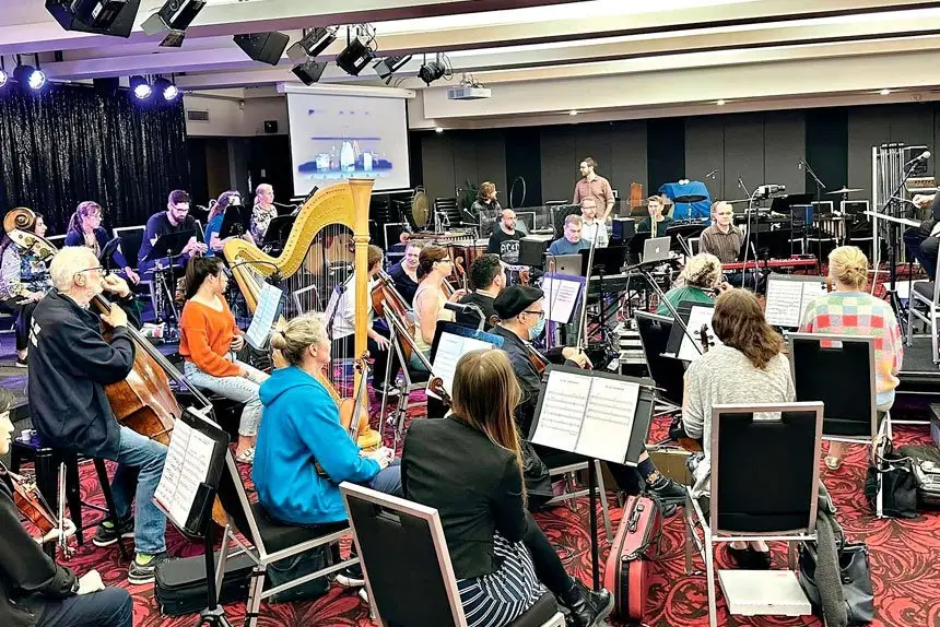 CROWDED: The current Ipswich Civic Centre set-up requires orchestras for major productions to set up downstairs and watch the stage performance on a pull down screen.
