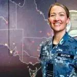 EYE IN THE SKY: Joelene Buntain at the Australian Space Discovery Centre in Adelaide.