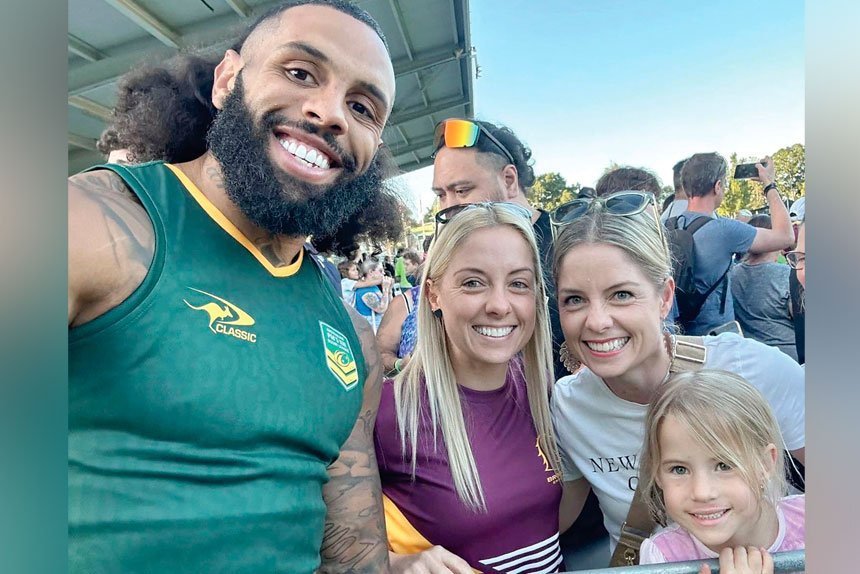 HELLO JOSH: Getting a selfie with Josh Addo-Carr at the Reserve.