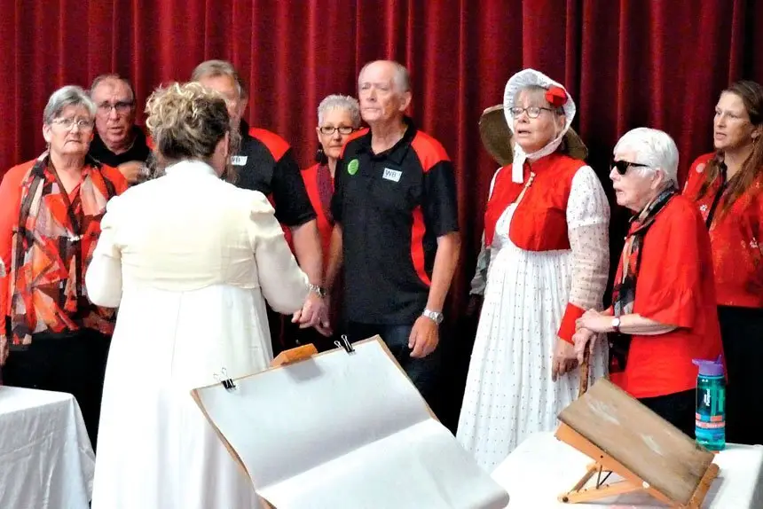  Music filled the Old Ipswich Court House from the Miner Chords choir.