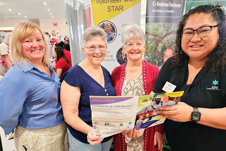 The Star Community group’s Tracey Foley and Jeanette Tupou provide information to (centre) Diane Lindsay and Noelene Briggs.