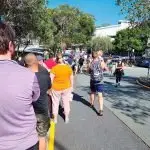 BATTLE TO VOTE: The long queue at Springfield went back 250 metres.