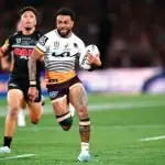 Former Goodna junior Ezra Mam starred in the rugby league grand final with a hatrick of tries. PHOTO: AAP