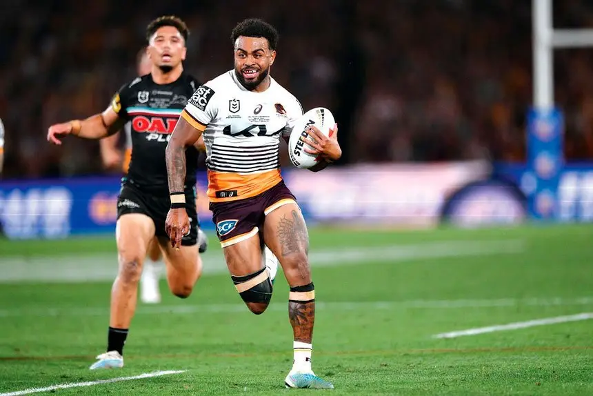 Former Goodna junior Ezra Mam starred in the rugby league grand final with a hatrick of tries. PHOTO: AAP