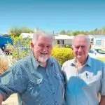 HERE TO HELP: Roger Marshall with QMHOA committee member, Noel Wright, spoke about their group at the Redbank Palms Expo recently.