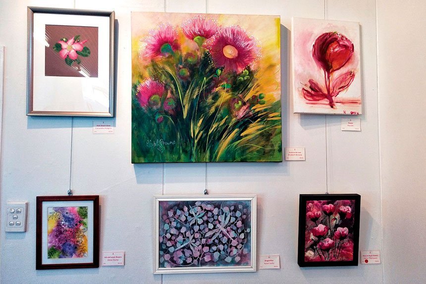 Just some of the artwork for sale at ‘In The Pink’ art exhibition.