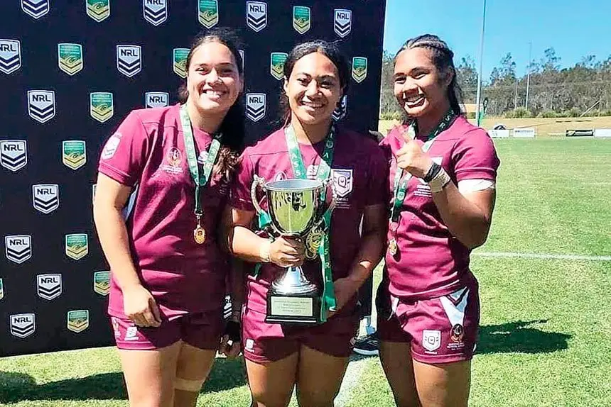 Ipswich High’s Shalom Sauaso, Orianna Clark and Pauline Moliga recently won an Australian championship representing Qld.
