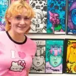 Jamiee Pittard with her work ‘Overgrown’ 3. Kaitlyn Webster at the exhibition