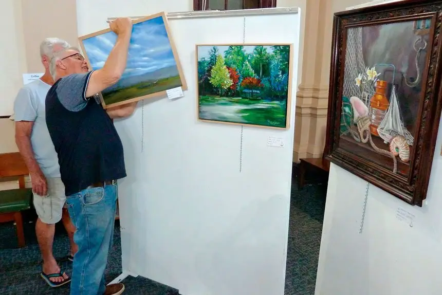The Ipswich Art Society puts the Pop-Up Art Exhibition together.