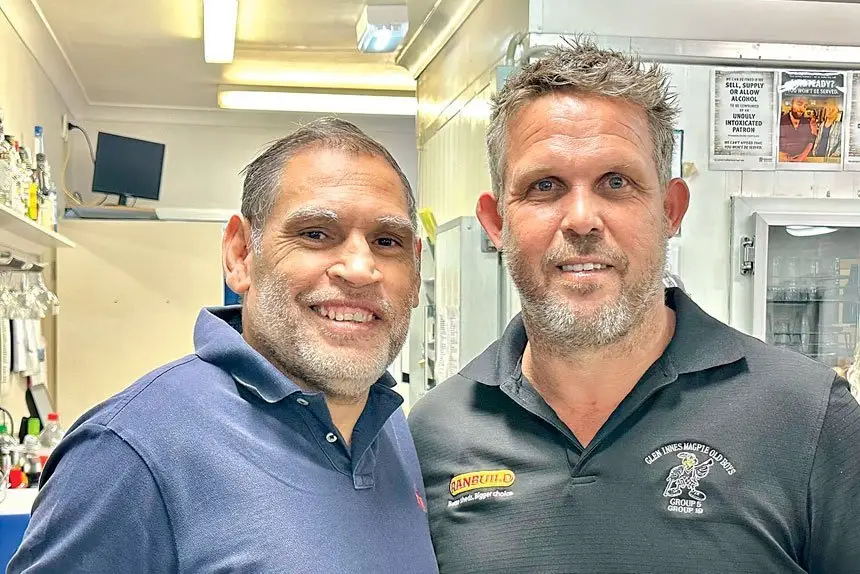 STRONG FUTURE: New Goodna A Grade coach, Dean Daylight with club stalwart, Craig Wuhrman.