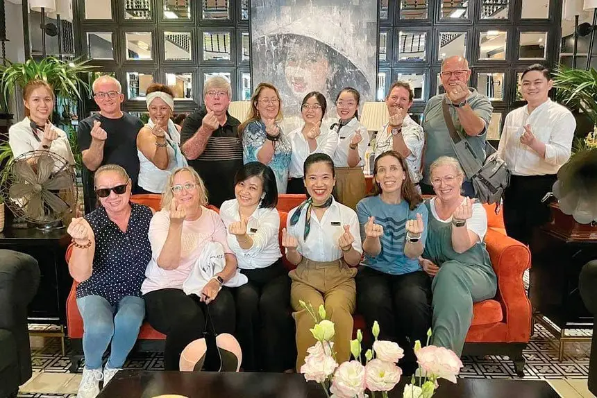 THE TEAM: The Springfield Christian Family team takes a well-earned break from their mission work in Vietnam.