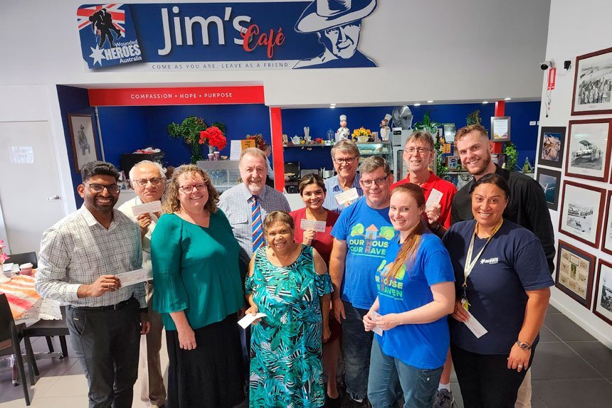 WITH THANKS: Cr Paul Tully (centre) with representatives of just some of the 20 local charities that have now benefited from the community funds established by Pisasale more than a decade ago.