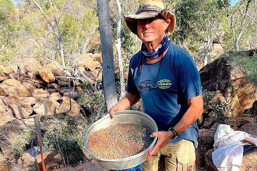 WORK HARD DAD: Maurie Newbery is getting pressure from his daughters to find more precious stones. He doesn’t mind, he loves fossicking.