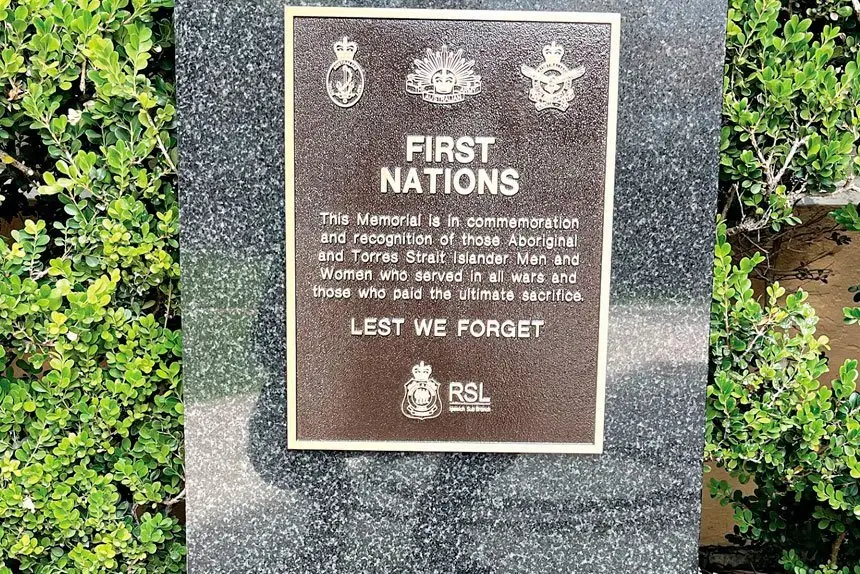 The plinth laid to memorialise First Nations soldiers.